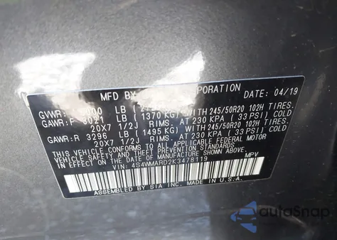 2019 Subaru Ascent Touring из США, поврежденный, VIN 4S4WMARD2K3478119